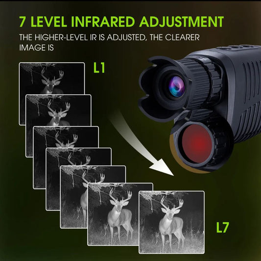 1080p Full HD Vabsce True Infrared Night Vision Monocular, Goggles For Seeing In Complete Darkness Long Distance For Hunting, Camping, Travel, Surveillance (32 GB Micro SD Card Included)