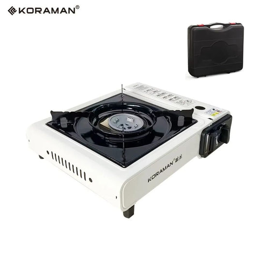 The KORAMAN Camping Stove Portable Butane Stove Camp Kitchen Equipment Single Burner Outdoor Cooking Grill For Camping, Picnics, Hiking, Fishing, BBQ ( Without Canister )